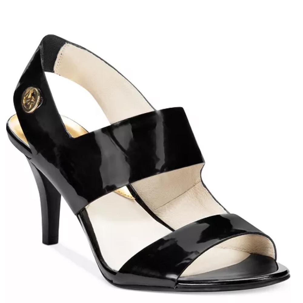 Michael Kors Rochelle open toe sling back heels in patent leather size 9.5